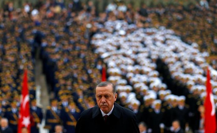Turkey's President Tayyip Erdogan attends a Republic Day ceremony at Anitkabir in Ankara