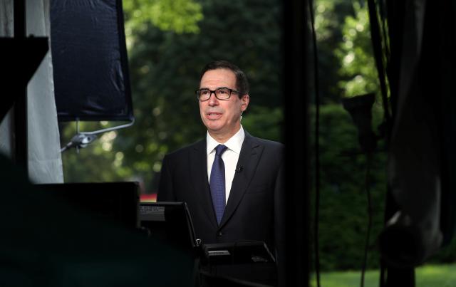 Mnuchin speaks at the White House in Washington
