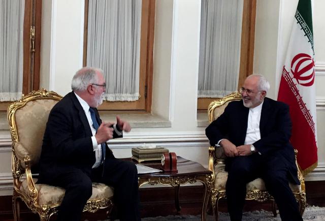 Iranian Foreign Minister Mohammad Javad Zarif meets with European Commissioner for Energy and Climate, Miguel Arias Canete, in Tehran